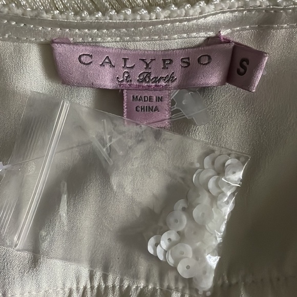 Calypso St. Barth Silk White fringe flapper mini dress bachelorette bridal - Picture 8 of 8